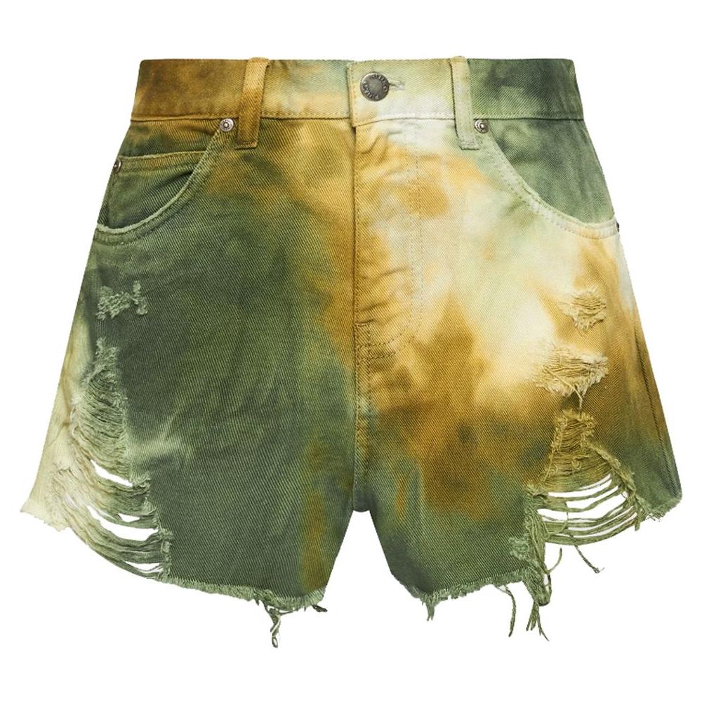 Chic Military Green Cotton Shorts for Women