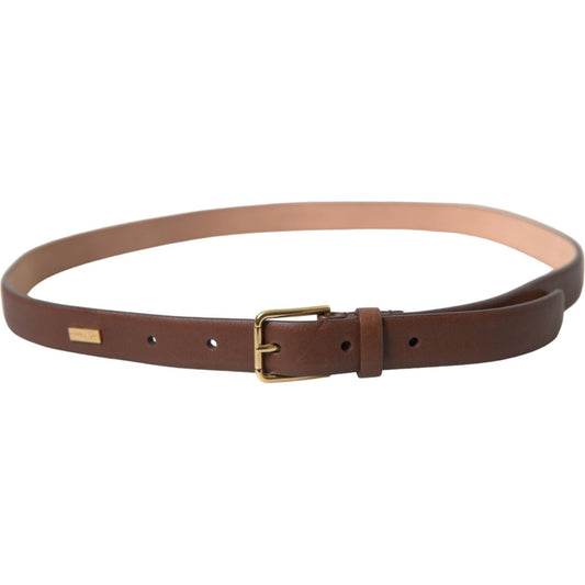 Elegant Brown Calf Leather Waist Belt