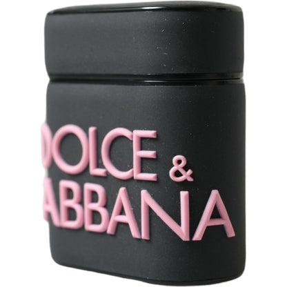 Dolce & Gabbana Black Pink Silicone Embossed Logo Airpods Case