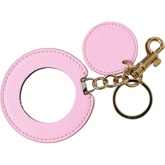 Elegant Pink Gold Leather Keychain