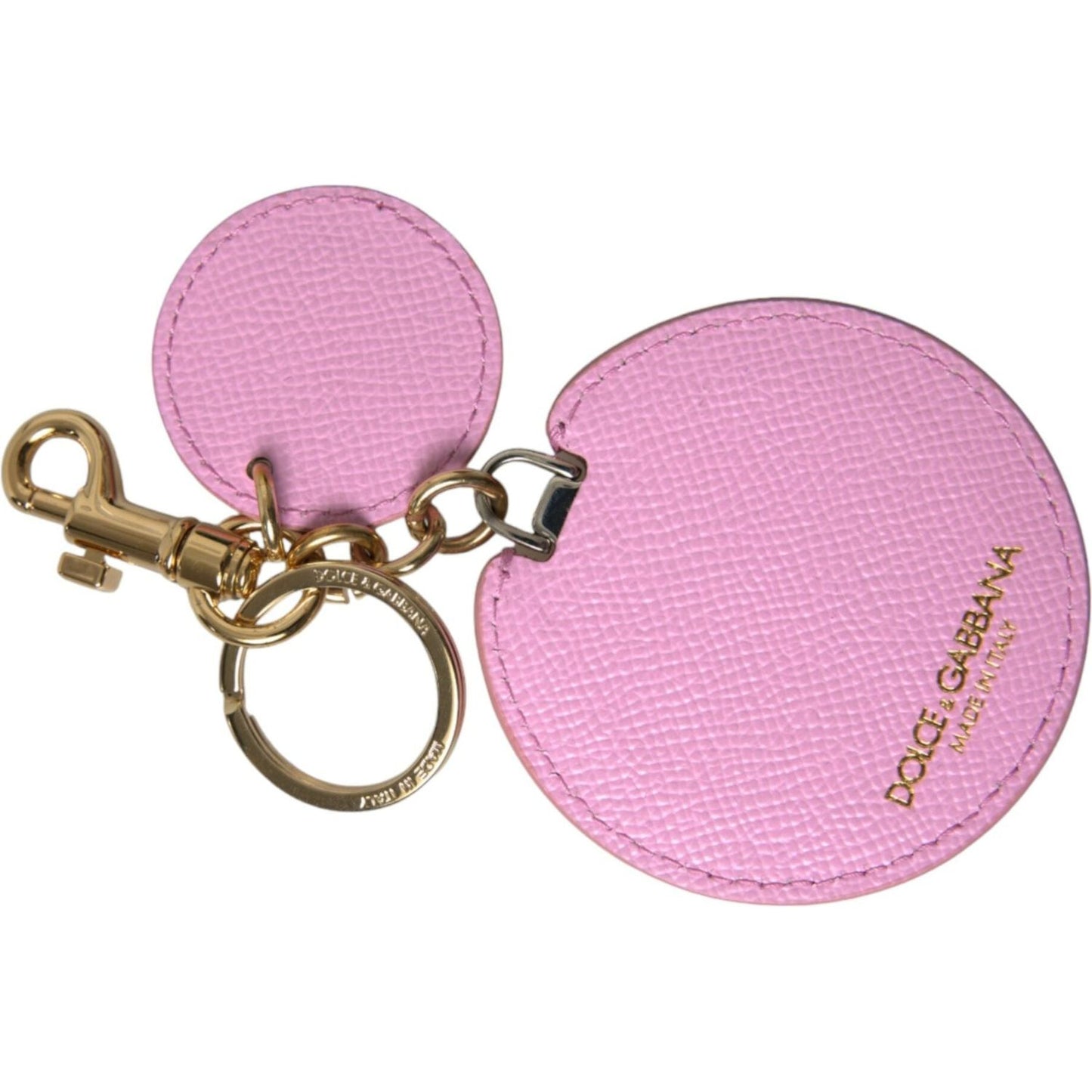 Elegant Pink Gold Leather Keychain