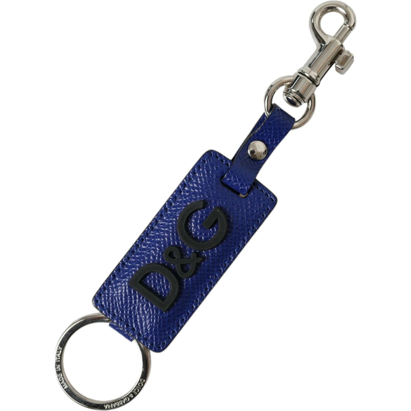 Elegant Blue Trifold Calf Leather Key Holder