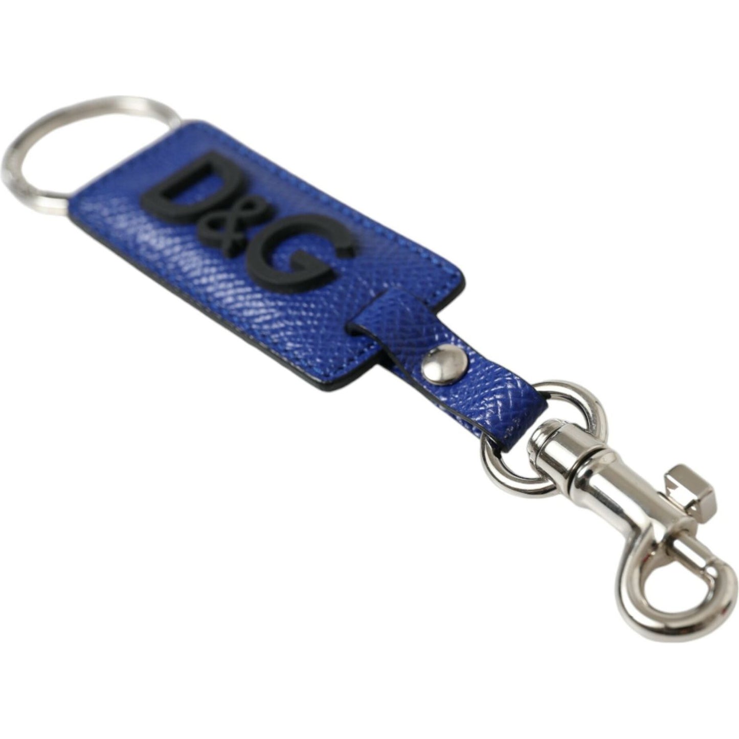 Elegant Blue Trifold Calf Leather Key Holder