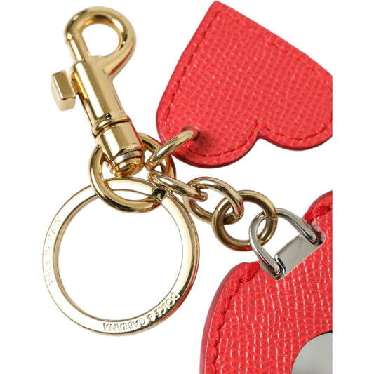 Elegant Red Leather Keychain with Gold Accents