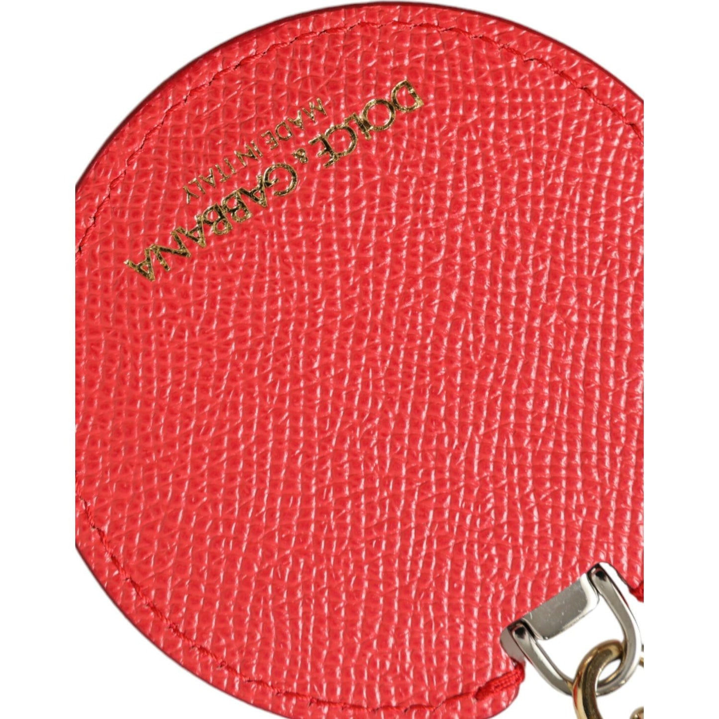 Elegant Red Leather Keychain with Gold Accents