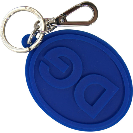 Elegant Blue Rubber Keychain with Brass Accents