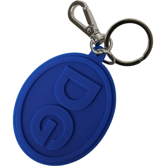 Elegant Blue Rubber Keychain with Brass Accents