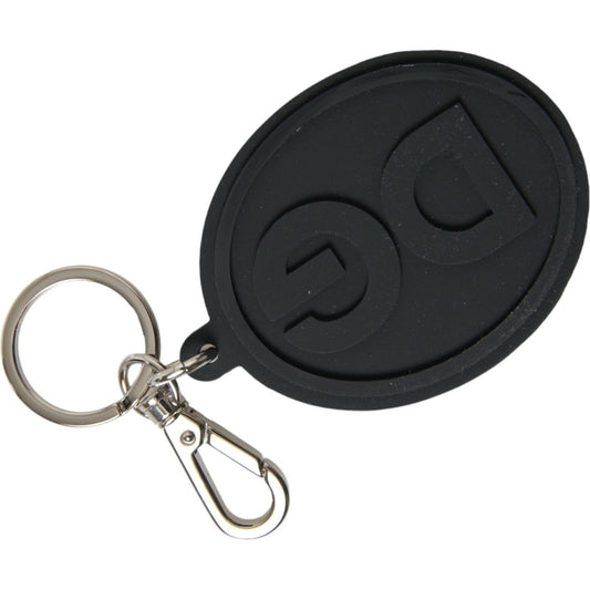 Chic Black and Silver Logo Keychain