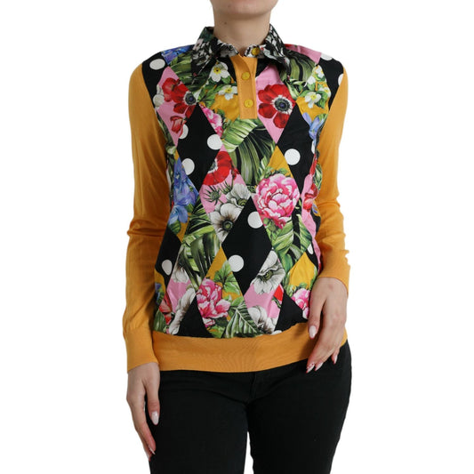 Multicolor Cashmere-Silk Blend Henley Sweater Dolce & Gabbana