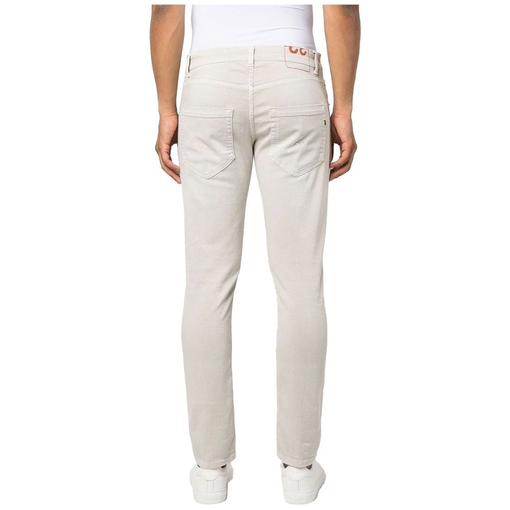 Cream-Colored Cotton Blend Trousers