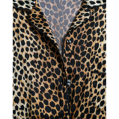 Dolce & Gabbana Brown Leopard Print Long Sleeves Blouse Top