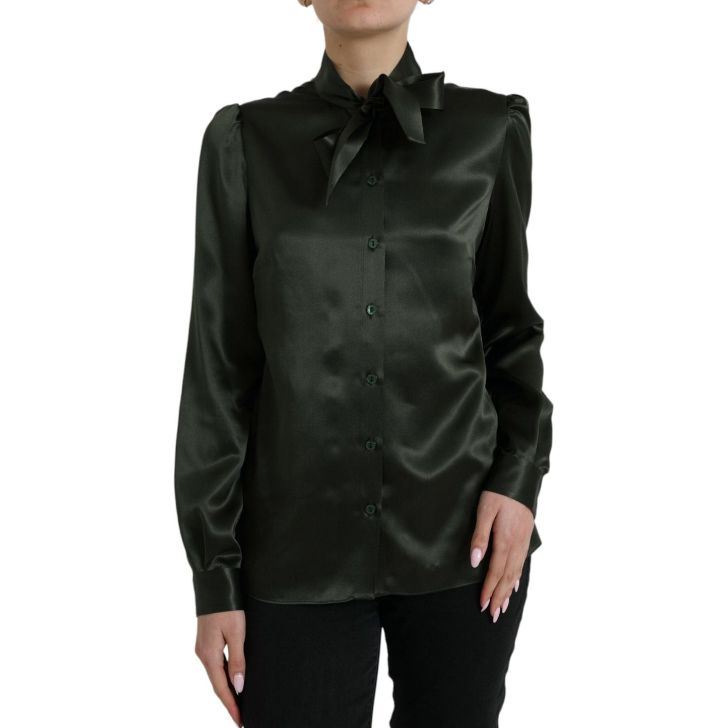 Elegant Silk Ascot Collar Blouse