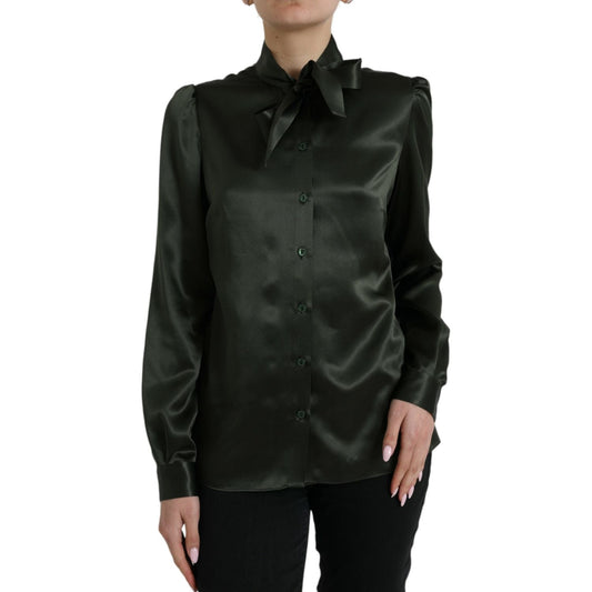 Elegant Silk Ascot Collar Blouse Dolce & Gabbana