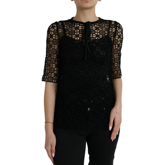 Elegant Floral Lace Blouse Top Dolce & Gabbana