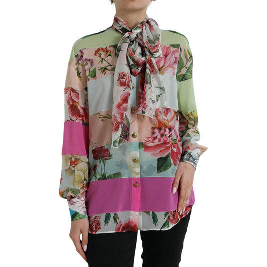 Elegant Multicolor Silk Blend Long Sleeve Top Dolce & Gabbana