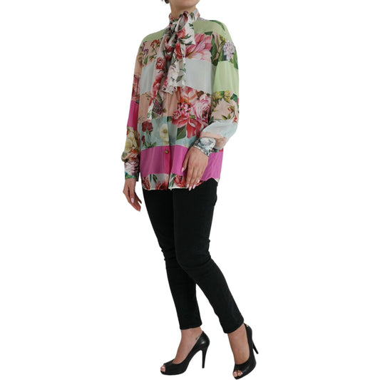 Elegant Multicolor Silk Blend Long Sleeve Top Dolce & Gabbana