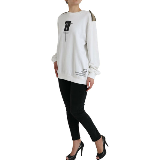 Chic Black and White Crew Neck Sweater Dolce & Gabbana