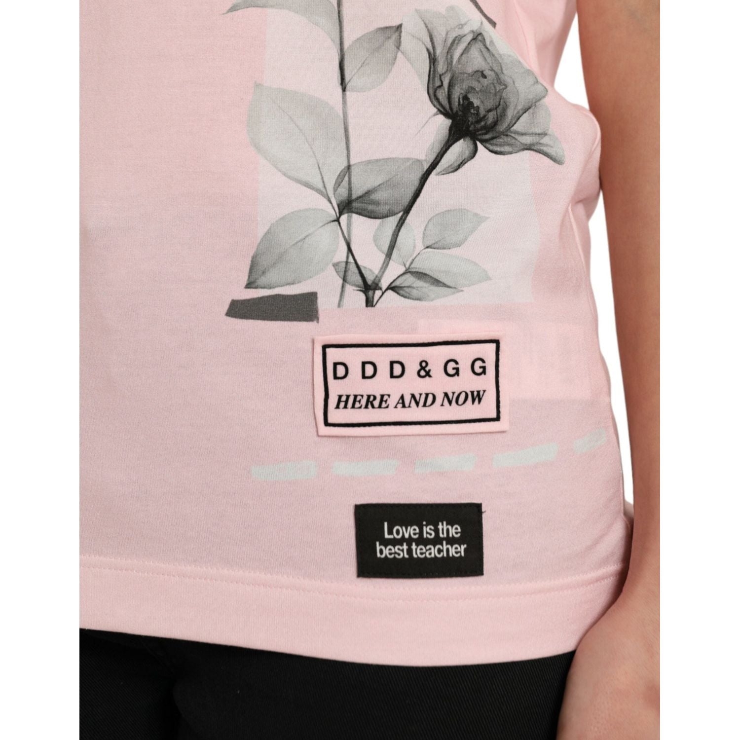 Dolce & Gabbana Pink Floral Print Cotton Short Sleeves T-shirt