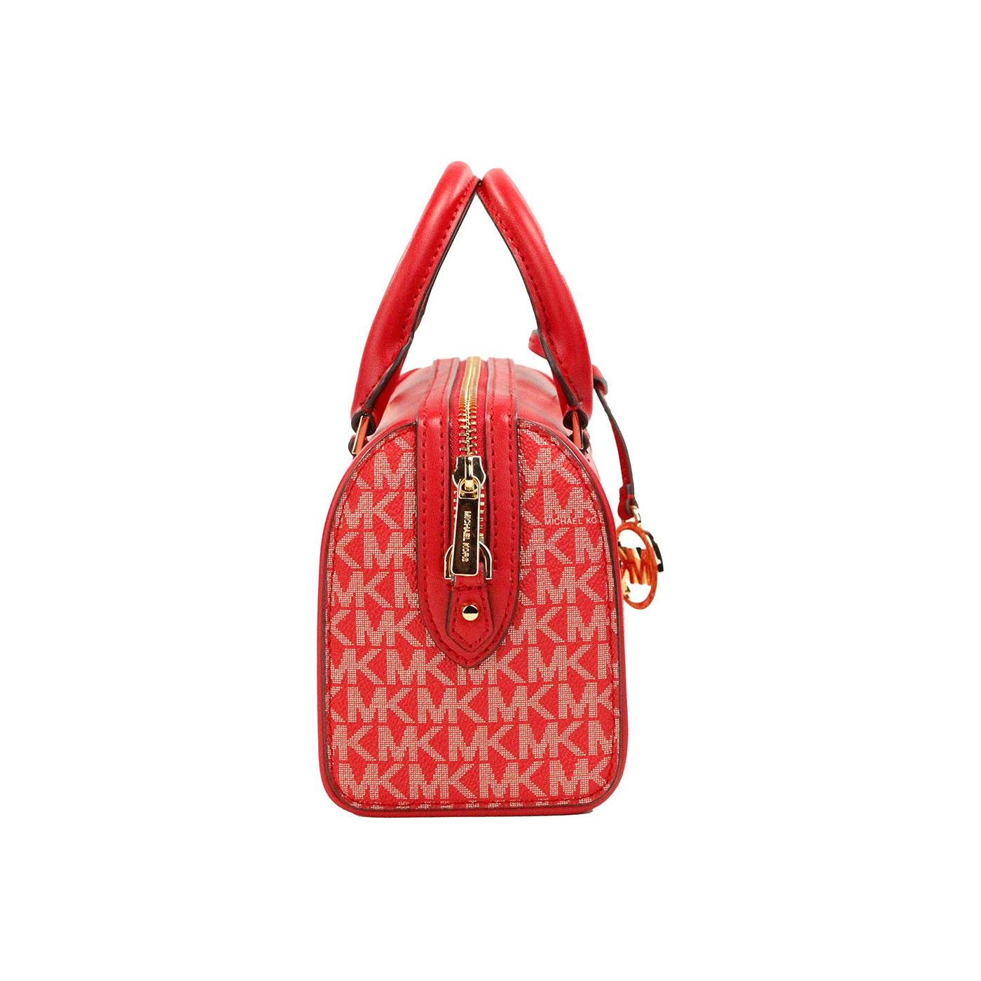 Travel XS Bright Red Signature PVC Duffle Crossbody Bag Purse