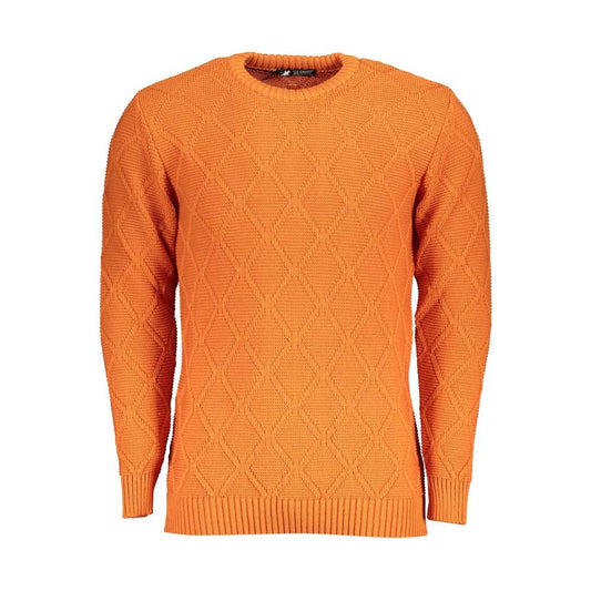 Orange Diamond Pattern Crew Neck Sweater