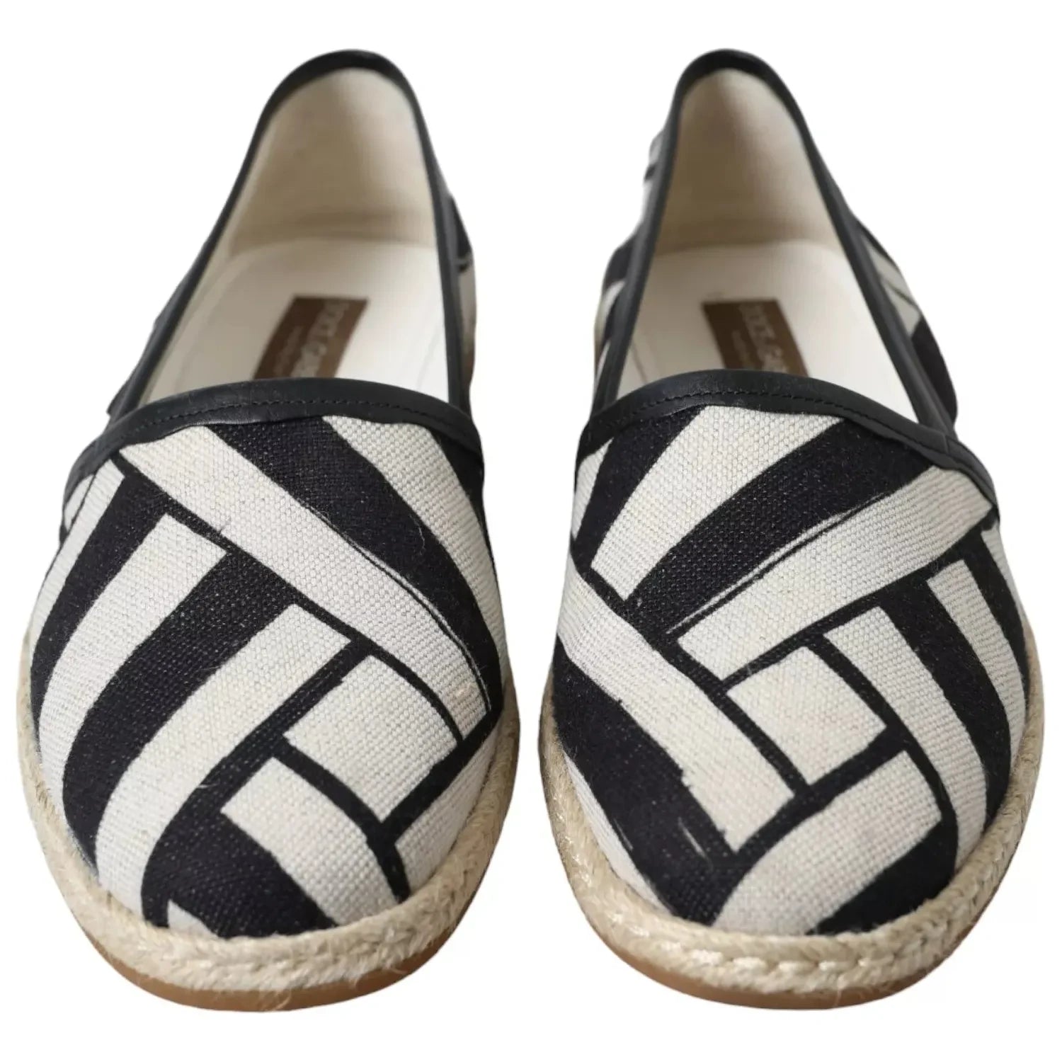 Dolce & Gabbana Black White Stripes Slip On Espadrille Shoes