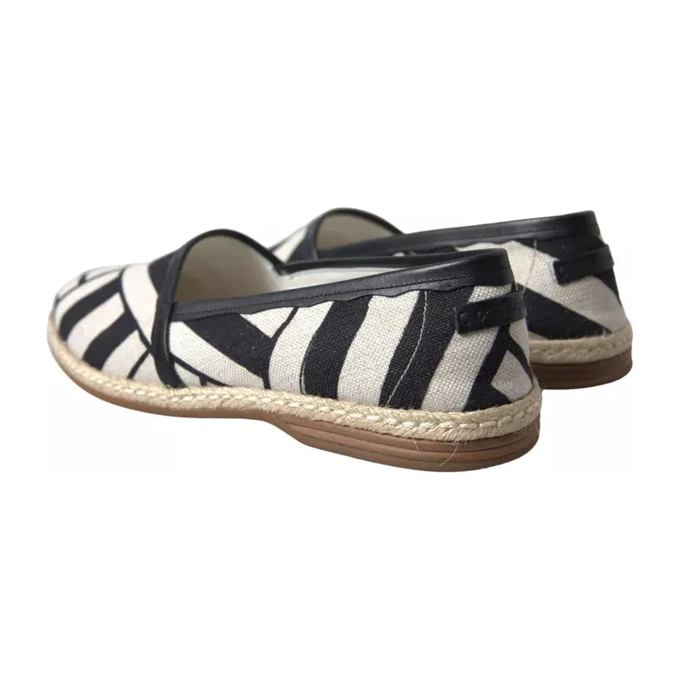 Elegant Striped Leather Espadrilles