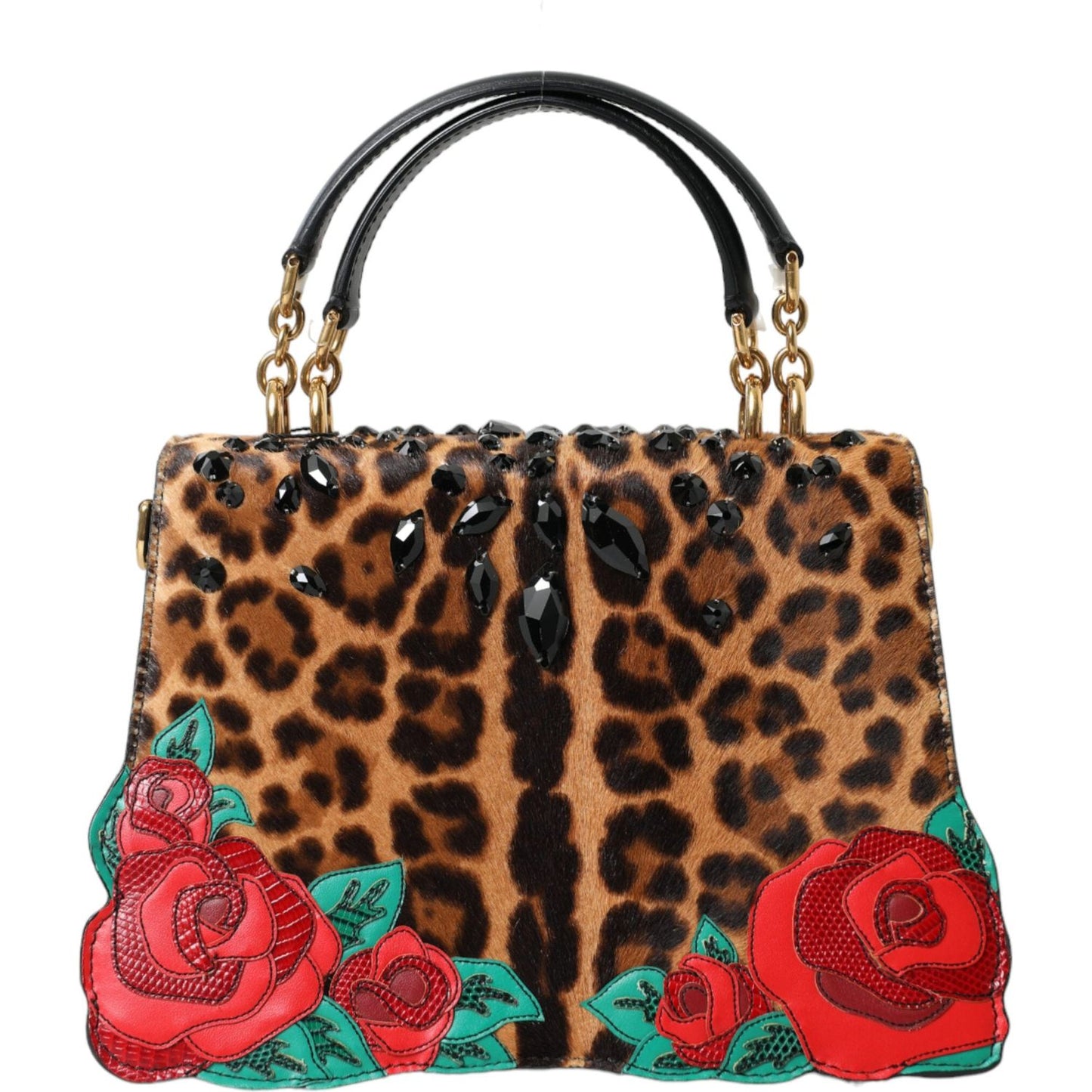 Chic Leopard Embellished Tote with Red Roses!