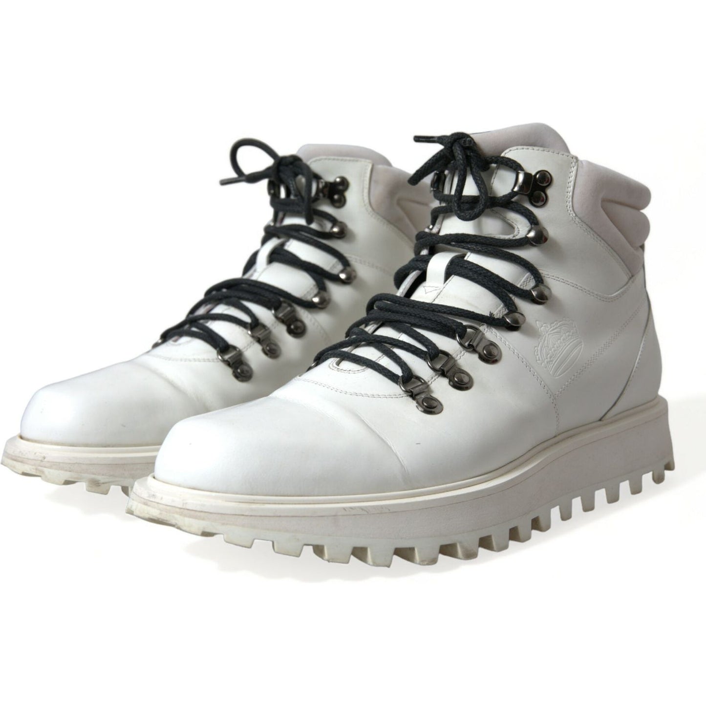 Dolce & Gabbana White Vulcano Trekking Ankle Boots Shoes