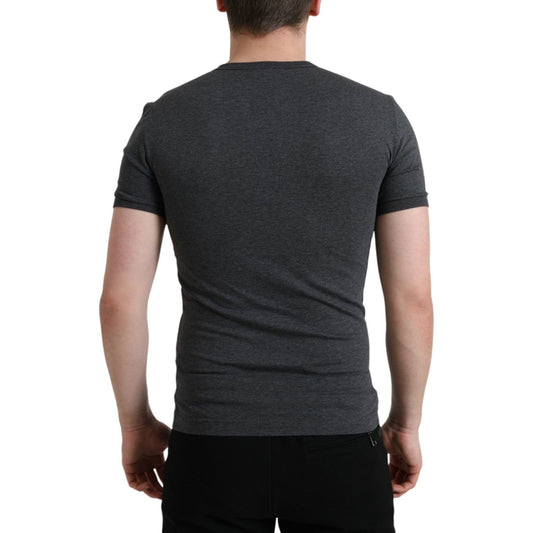 Elegant Dark Gray Crew Neck Tee Dolce & Gabbana