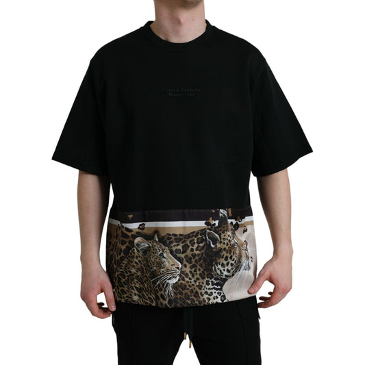 Elegant Leopard Print Crew Neck Tee Dolce & Gabbana