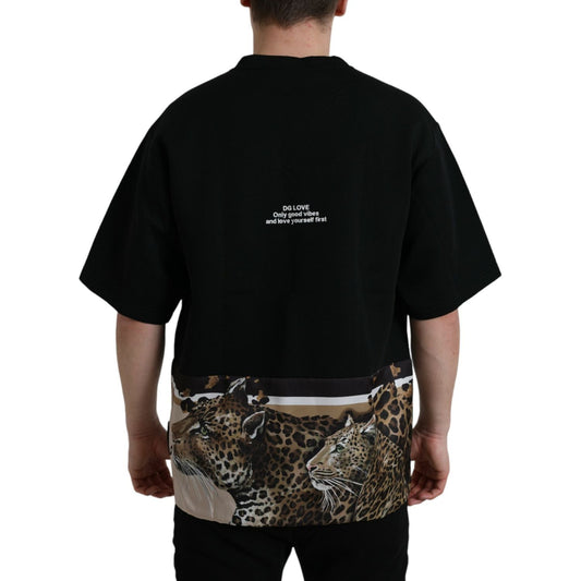 Elegant Leopard Print Crew Neck Tee Dolce & Gabbana