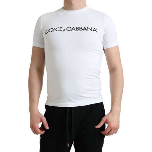 Elegant White Logo Crewneck Tee Dolce & Gabbana