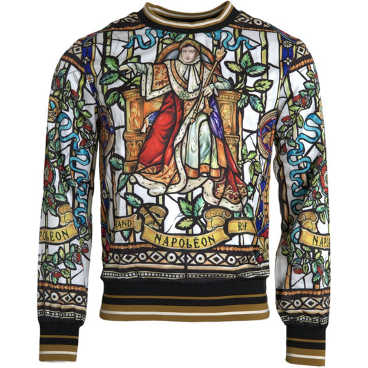 Napoleon Print Crew Neck Pullover Sweater