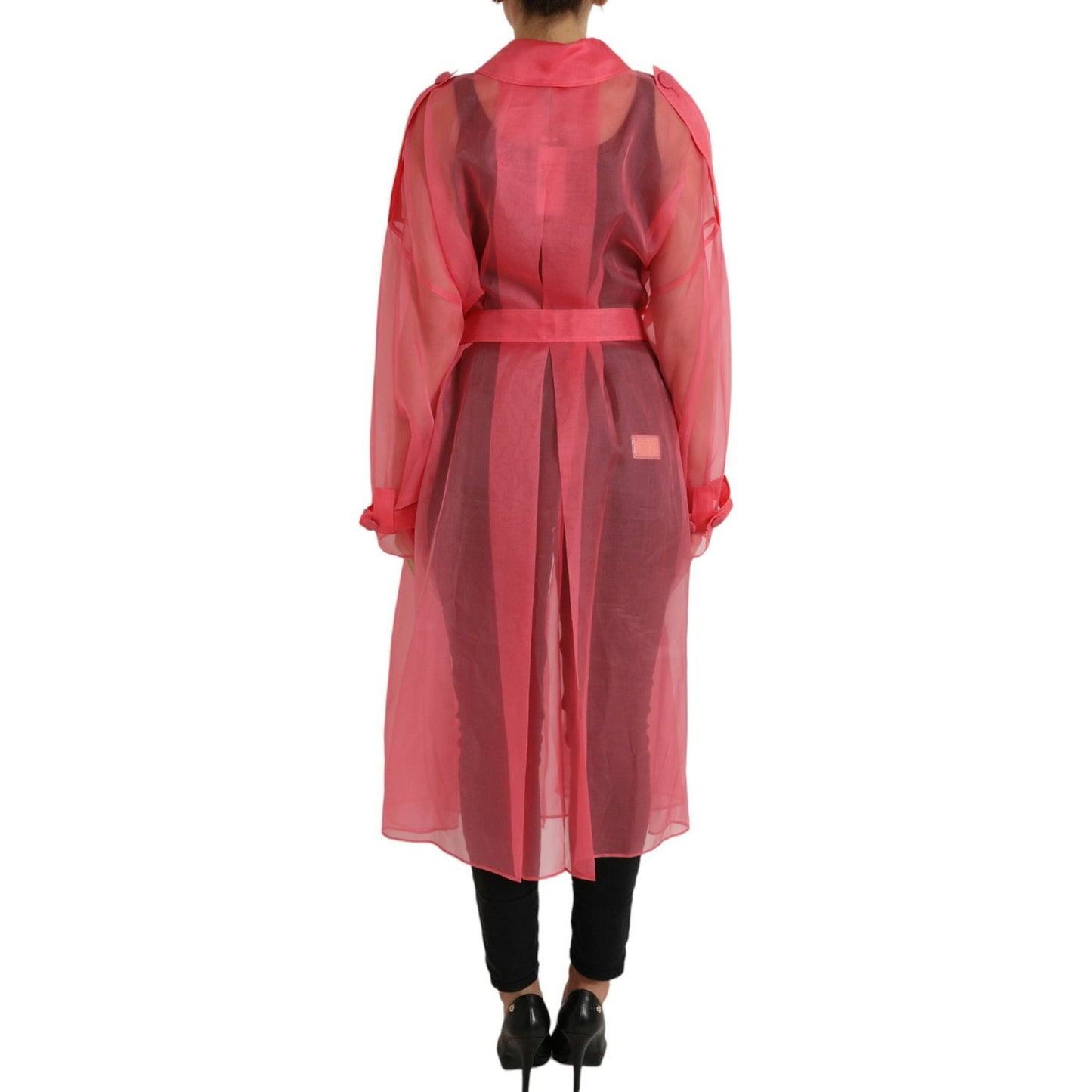 Elegant Pink Silk Long Jacket