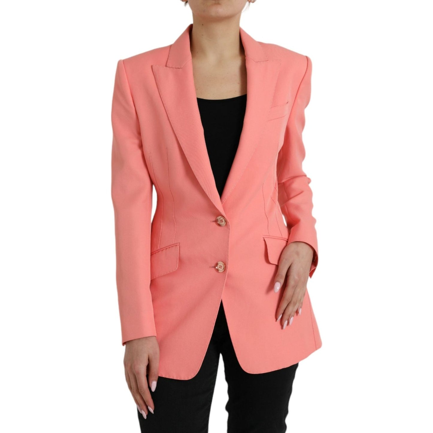 Chic Pink Peak Lapel Blazer