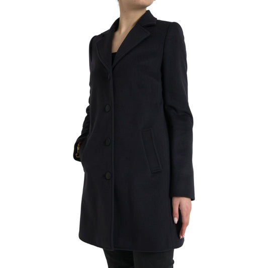 Elegant Virgin Wool Blend Black Blazer