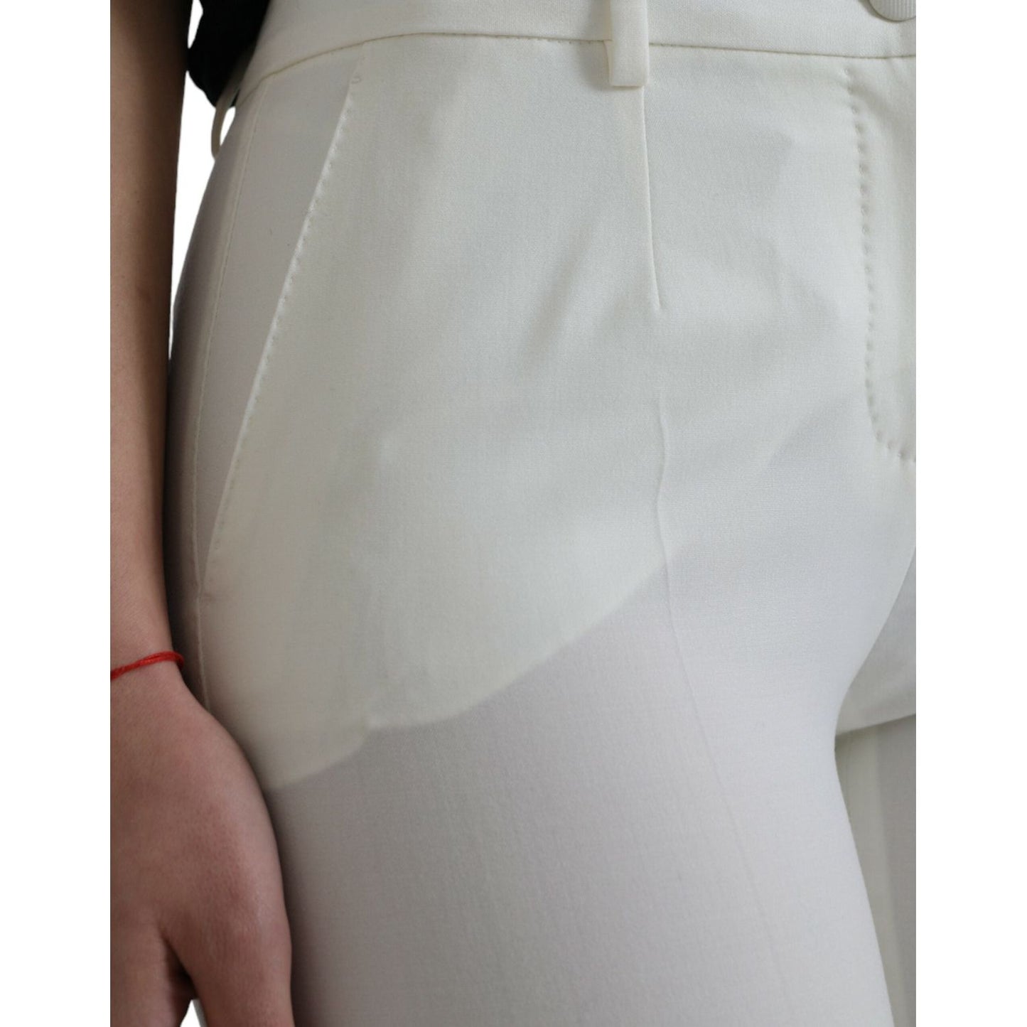 Elegant White Mid-Waist Tapered Pants