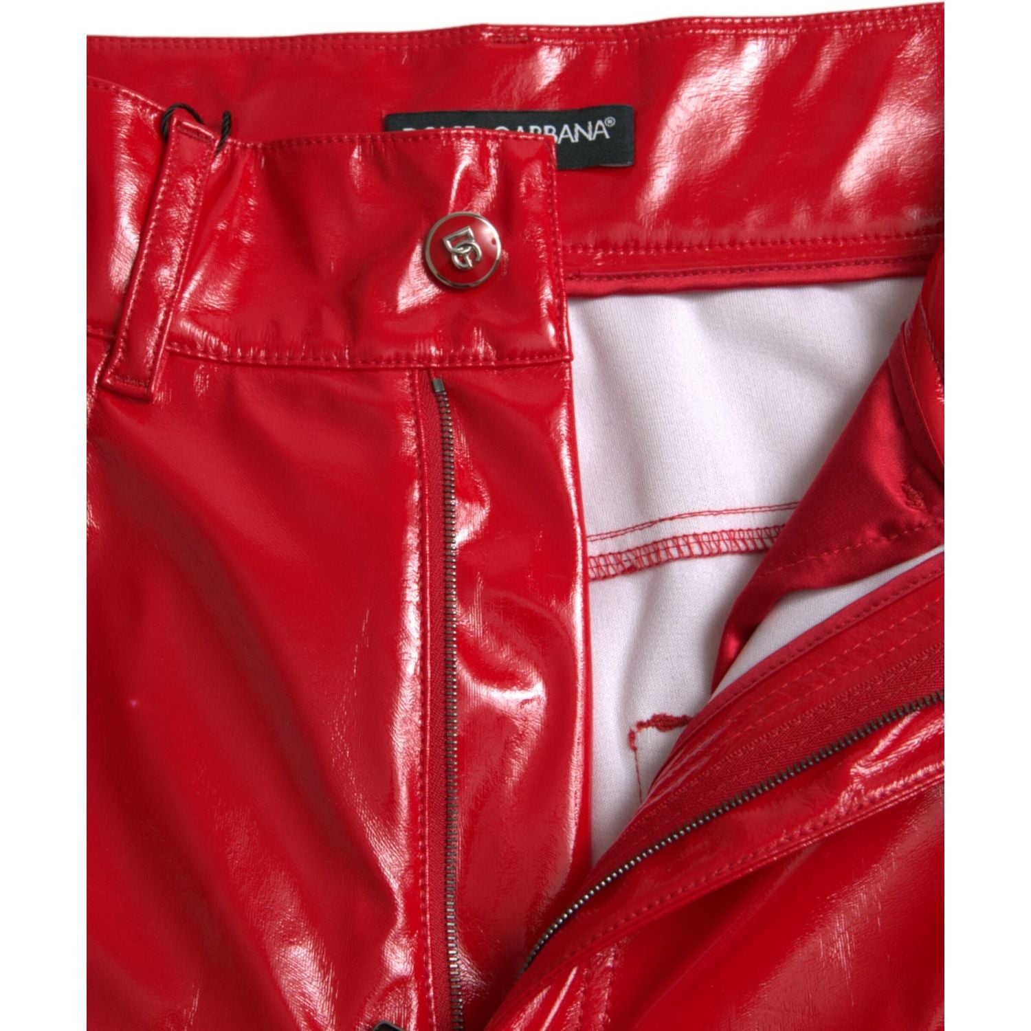 Dolce & Gabbana Shiny Red High Waist Skinny Pants