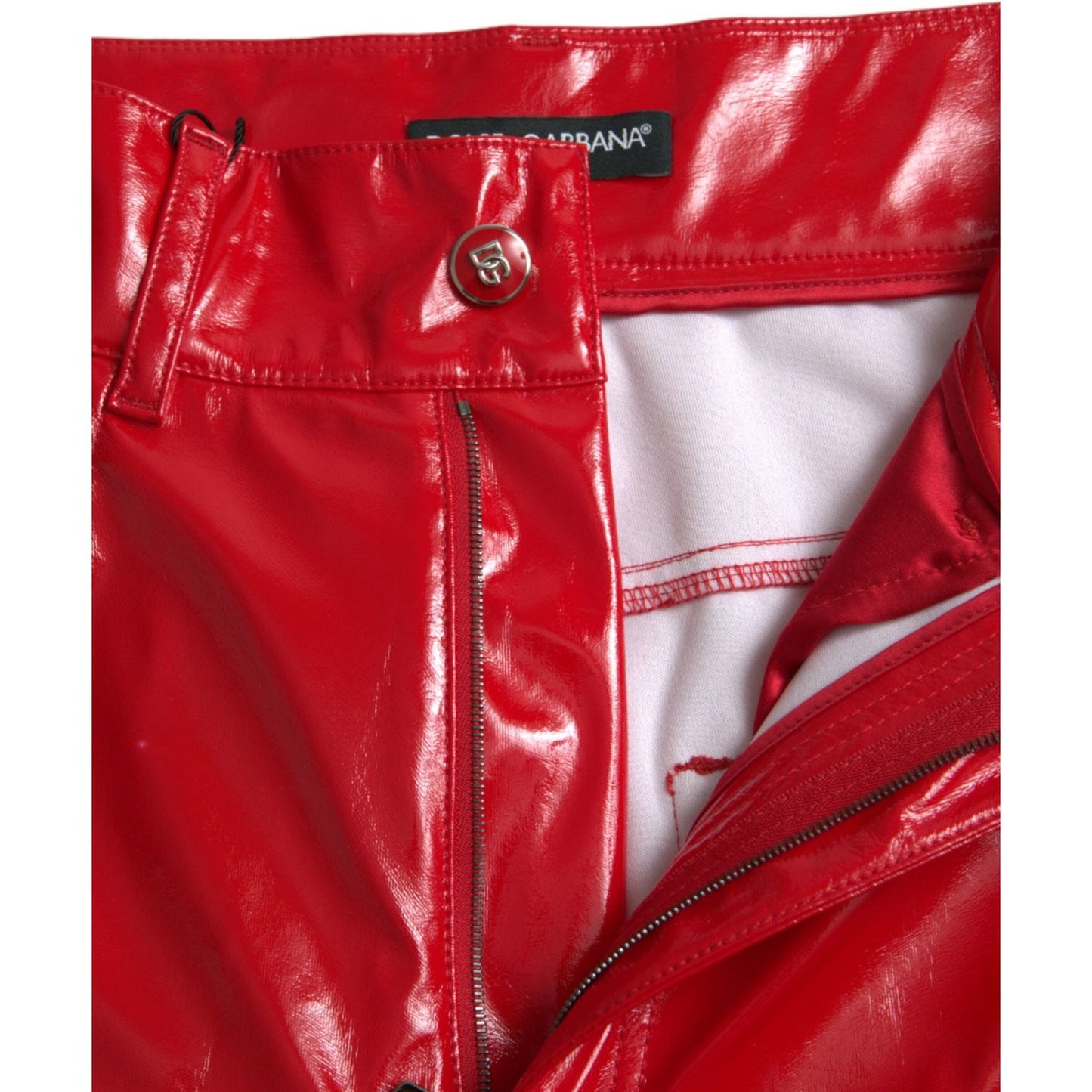 Chic Red High Waist Skinny Pants