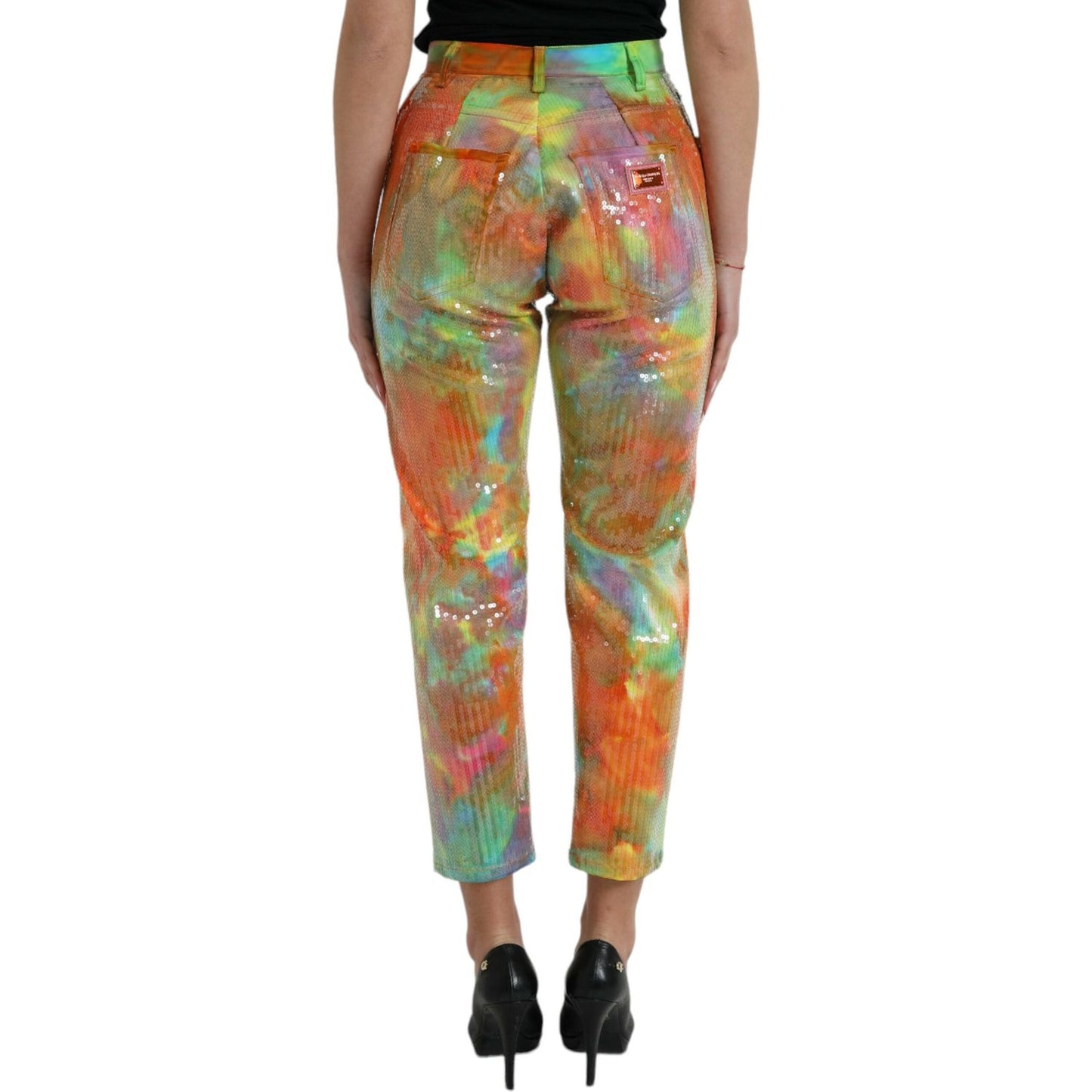 Multicolor High Waist Cropped Pants