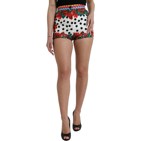 Multicolor Silk High Waist Hot Pants Dolce & Gabbana