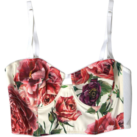 Floral Silk Blend Bustier Crop Top Dolce & Gabbana