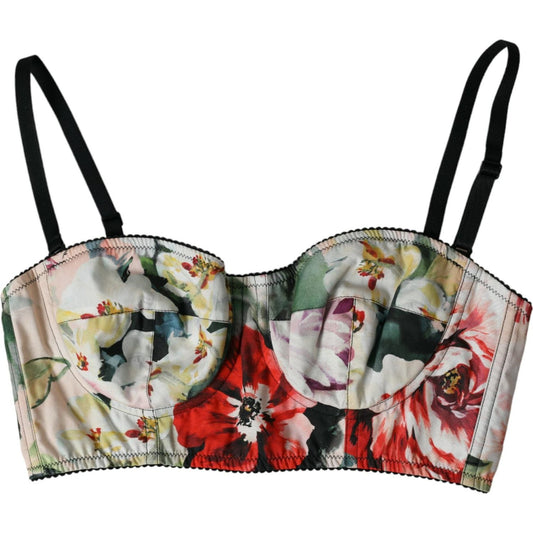 Multicolor Floral Bustier Crop Top Dolce & Gabbana