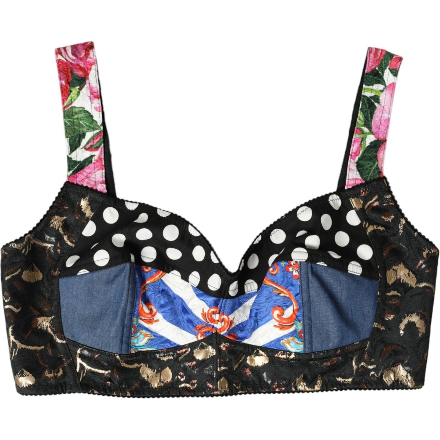 Floral Patchwork Bustier Crop Top