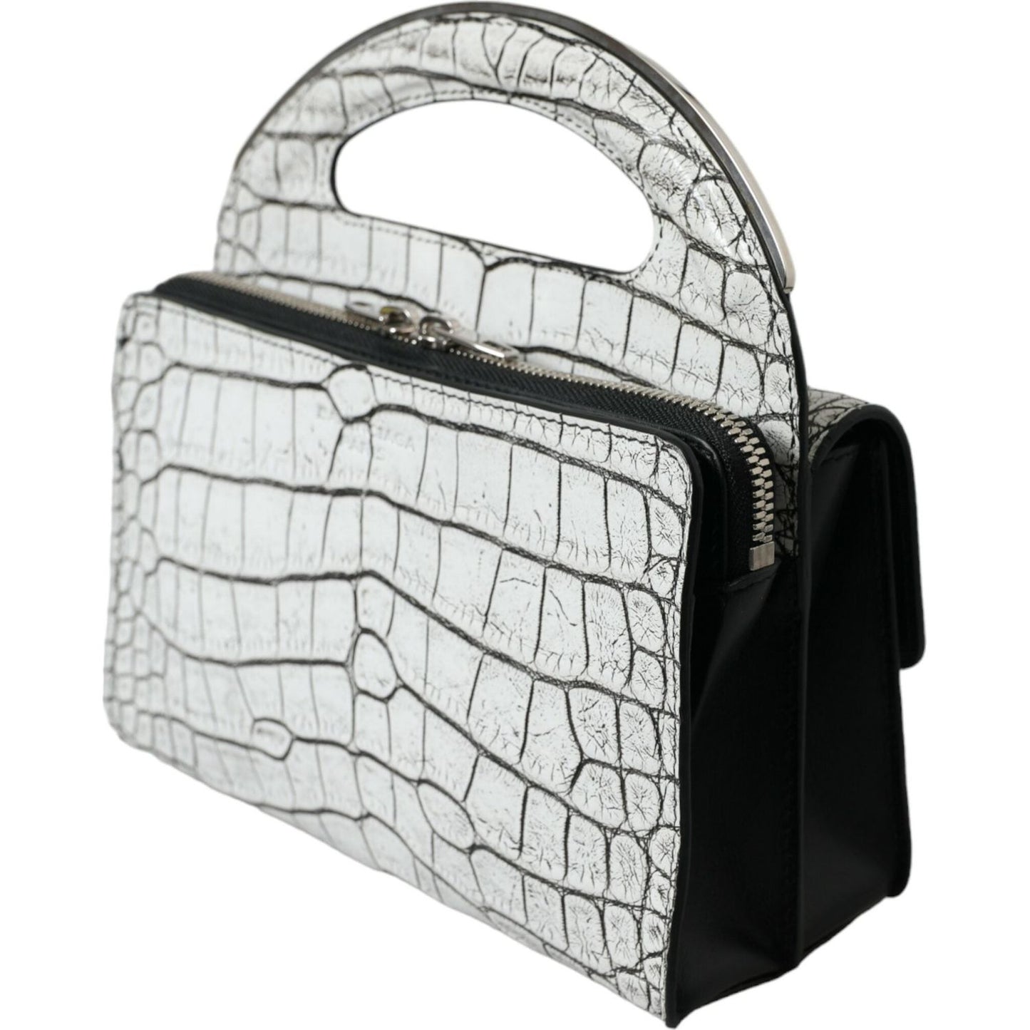 Metallic Silver Alligator Leather Mini Bag