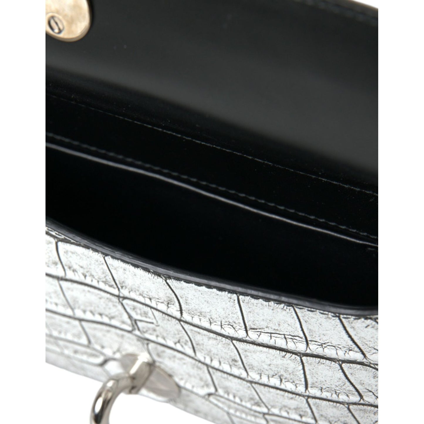 Metallic Silver Alligator Leather Mini Bag