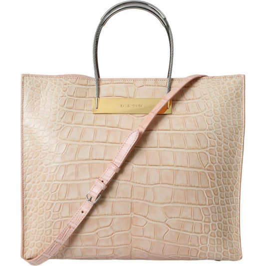 Alligator Leather Chic Pink Tote Bag