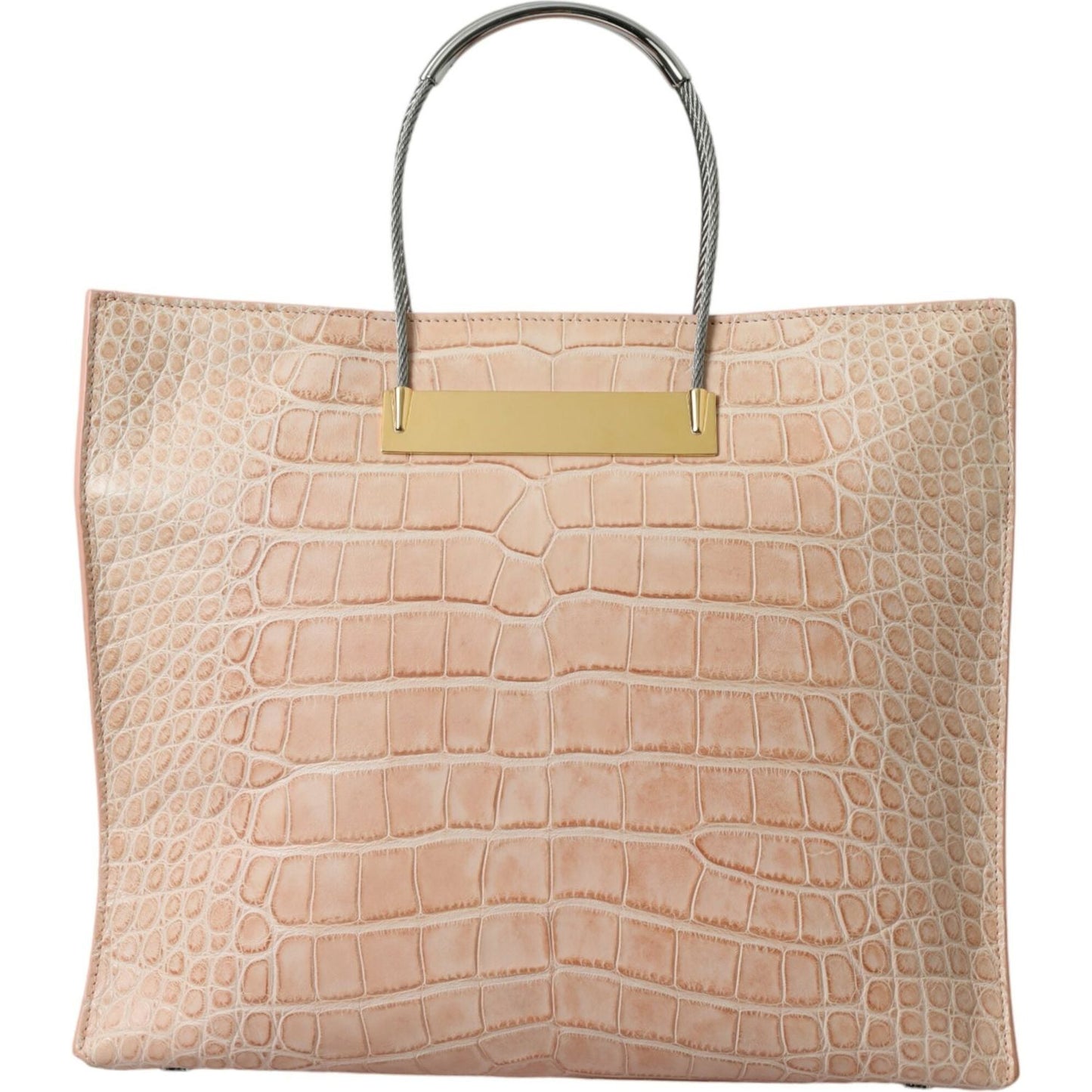 Alligator Leather Chic Pink Tote Bag