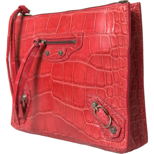 Exotic Red Alligator Leather Clutch