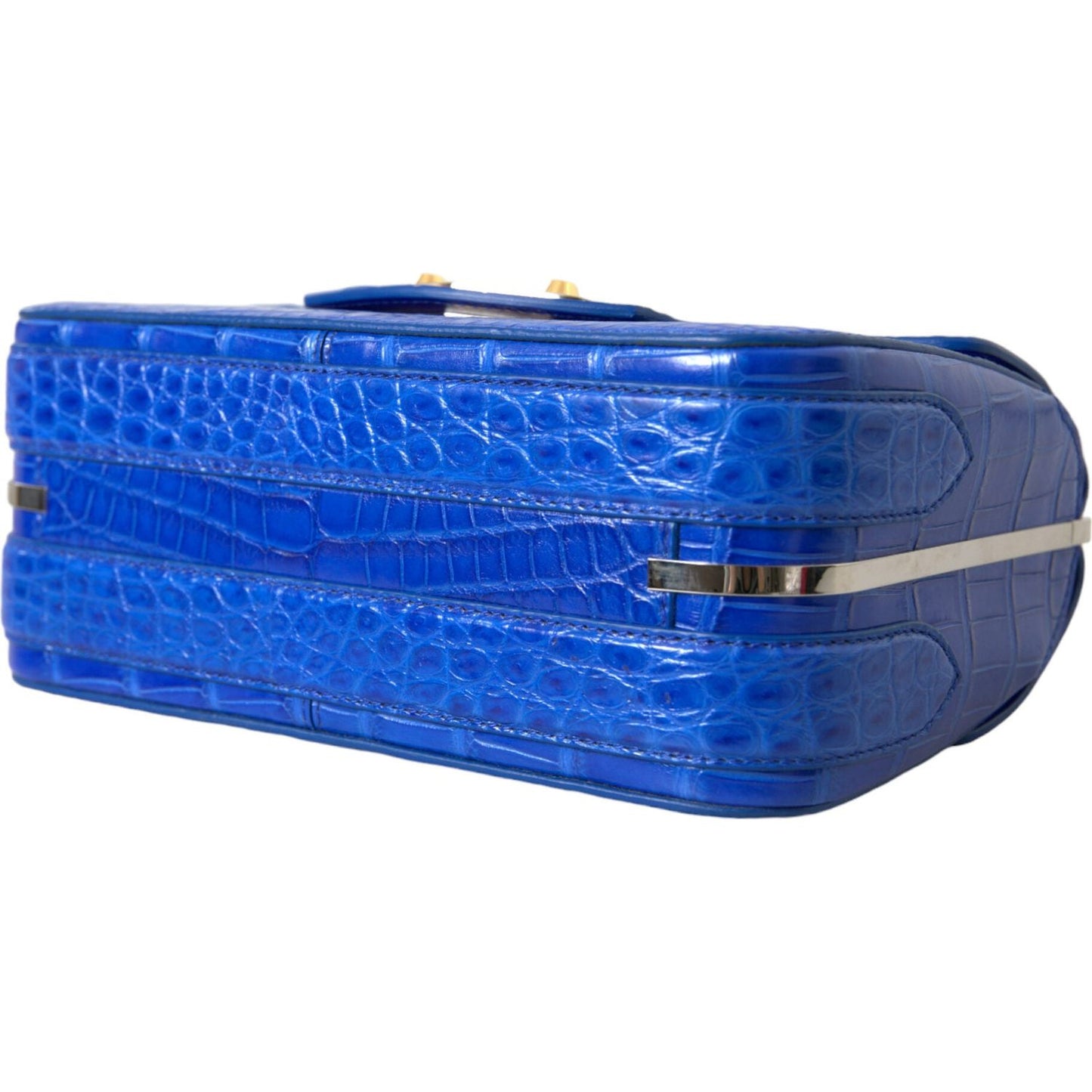 Alligator Skin Mini Shoulder Bag - Elegant Blue